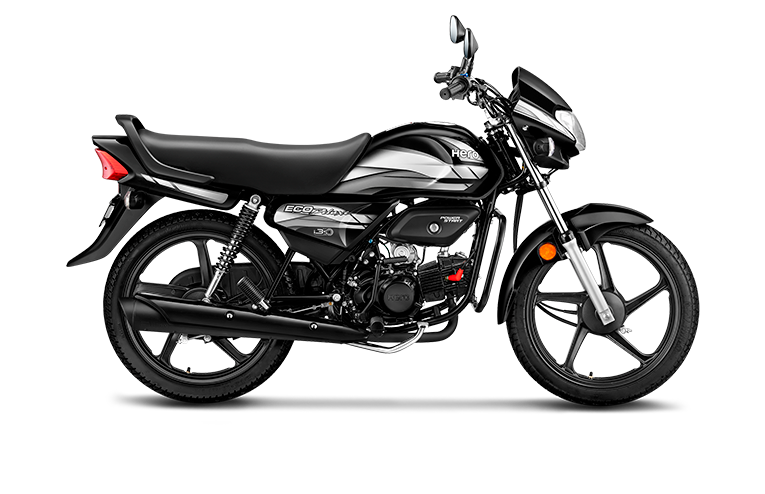 Motocicleta HERO Eco Deluxe en color negro con detalles plateados y diseño elegante, motocicleta eco deluxe precio honduras